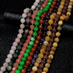 14 tipos de cuentas de jade de loto de 10 mm, cuentas redondas de jade talladas en forma de flor, gemas florales sueltas, abalorios espaciadores para la fabricación de joyas - Product Image 1