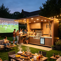 Cuisine extérieure modulaire luxueuse en acier inoxydable 304 préfabriquée, résistante aux intempéries, avec barbecue intégré