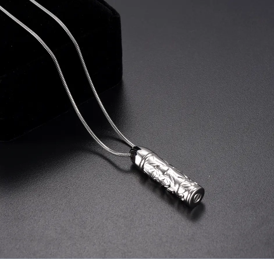 Charm Bạc Tone Khắc Đẹp Keepsake Hỏa Táng Trang Sức Cho Tro Pet Chó Mèo Tưởng Niệm Tang Lễ Quan Tài Pendant Necklace