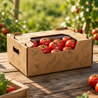 Boîte en carton ondulé blanc imprimée sur mesure avec trous respirants, emballage alimentaire sûr pour fruits et légumes, carton OEM