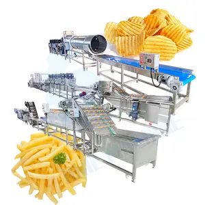 Potato Chips Production Line 500 Kg Per Hour Machine A Coupe Les Frite Francaise For Make Cassava Crisps