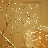 Weihnachtsbaum-Lichter aus Harz, LED, Batteriebetrieben, Knopfsteuerung, Silberne Äste, Perlen-Goldene Blätter, Sterne, IP20 Dekorative Beleuchtung