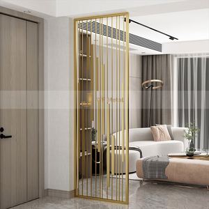 EX092 Moderno Separador de Ambientes Multifuncional de Acero Inoxidable con Acabado Dorado Espejado/Cepillado y Corte Láser - Product Image 6