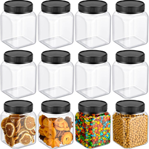 Vente en gros de bouteilles en plastique carrées de 250 ml de qualité alimentaire pour bonbons en poudre avec impression à l'écran - Product Image 1