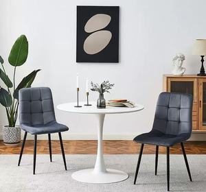 Professional Chrome Black <strong>Dining</strong> <strong>Chairs</strong> <strong>Cream</strong> and Grey Velvet <strong>Dining</strong> <strong>Chairs</strong> - Product Image 4