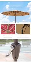 Parasol de terrasse extérieur 2,7 m avec manivelle inclinable à 360° °   Protection UV rotative et étanche pour jardin, cour et bord de piscine