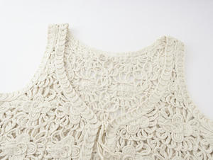 Gilet court sans manches en <span class=keywords><strong>dentelle</strong></span> florale crochetée à la main pour femmes, devant ouvert, tricot en <span class=keywords><strong>dentelle</strong></span> 3D superposé - Product Image 3