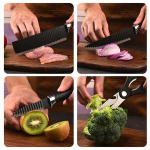 Kitchen Supplies Stainless Steel <b>Cutter</b> Black Kitchen Knives Set of 6 PCS Non-Stick Chef Knife Set - Product Image 2