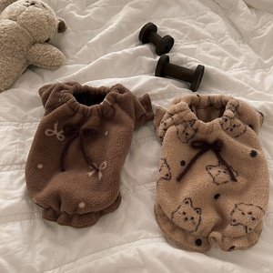 Vestito per Animali Domestici in Pile <span class=keywords><strong>con</strong></span> Stampa Orso e Cordoncino, <span class=keywords><strong>Pigiama</strong></span> Caldo Invernale per Cani e Gatti - Product Image 4