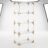 Étagère de rangement en acrylique sur pied, 5 niveaux, présentoir ouvert avec panneaux transparents réutilisables personnalisables, organisateur gain de place