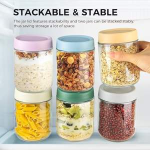 Ensemble <span class=keywords><strong>de</strong></span> pots en verre modernes <span class=keywords><strong>de</strong></span> 16oz, vente en gros <span class=keywords><strong>de</strong></span> 4 pièces, bocaux Mason hermétiques pour la préparation <span class=keywords><strong>de</strong></span> repas d'avoine <span class=keywords><strong>de</strong></span> nuit, graines <span class=keywords><strong>de</strong></span> <span class=keywords><strong>chia</strong></span> - Product Image 5