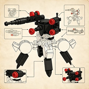 80Pcs DIY Four‑Leg Cannon Spider Mecha Robot Building <b>Blocks</b> Bricks Set Educational STEM Construction Assembly Toy Kit - Product Image 4