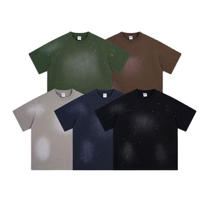T-shirt Estiva da Uomo 2026 a Maniche Corte, Stile Moda Transfrontaliera con Effetto Lavaggio e Stampa Scatola di Inchiostro a Spruzzo con Scimmia, Stile Personalizzato - Product Image 1