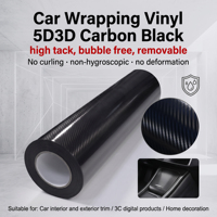 Vinilo Adhesivo 3D de Fibra de Carbono Negro con Acabado Brillante, Sin Burbujas, para Decoración de Interiores y Carrocería de Automóviles