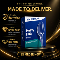Cucharas de Plástico Transparente Resistentes, Desechables, Aptas para Alimentos, Resistentes al Calor, Libres de BPA, con Logotipo Personalizado, Paquete de 360 Unidades