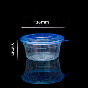 Bol rond transparent jetable en plastique PET écologique en gros avec couvercle pour servir des légumes lors de fêtes - Product Image 3