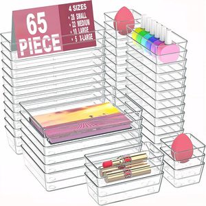 Organizadores de Cajones de Plástico Transparente - Mantenga Organizados los Cajones de su Baño, Cómoda, Cocina y Oficina - Product Image 1