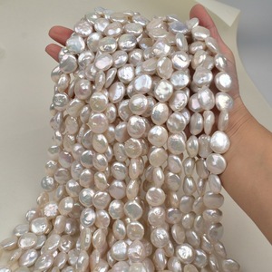 Perla Barroca Natural de Agua Dulce de 15 mm, Forma de Botón Irregular Grande, Perla Suelta para Joyería DIY, Color Blanco y Rosa en Existencia - Product Image 1