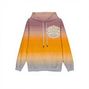 Hoodie unisexe surdimensionné à dégradé de couleurs, tricoté, avec broderie vieillie, strass et délavage acide vintage - Product Image 1