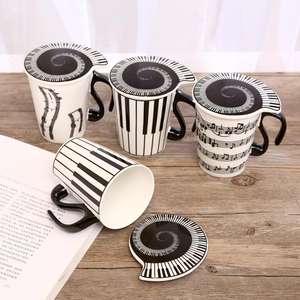 Taza de Cerámica con Notas Musicales Z633, Taza de Porcelana con Teclado de Piano, para Café, con Tapa, para Regalo, Venta al Por Mayor - Product Image 2