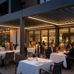 Pergola <span class=keywords><strong>en</strong></span> aluminium <span class=keywords><strong>de</strong></span> qualité industrielle avec revêtement ignifuge, longueurs personnalisées pour projets commerciaux, gazebo à structure <span class=keywords><strong>en</strong></span> aluminium - Product Image 1