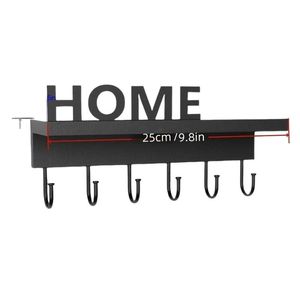 Wooden Key <b>Hook</b> Shelf <b>Black</b> Rectangle Wall Mounted Entryway Storage Multifunction Neatening Organizer - Product Image 2