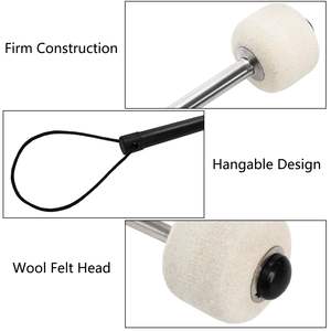 Mazos De <span class=keywords><strong>bombo</strong></span> con cabeza de fieltro de 12 pulgadas con mango de acero inoxidable, baquetas de percusión para instrumentos musicales - Product Image 5