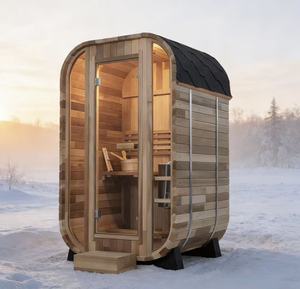 Sauna de Vapor Certificada para Exteriores para 2 Personas, para Alivio del Estrés, Sauna de Madera Maciza Reforzada para Recuperación Muscular - Product Image 1