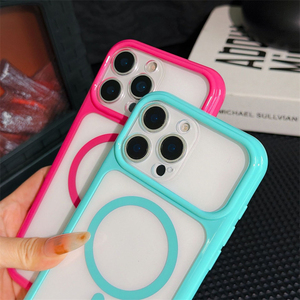 Coque de téléphone magnétique en acrylique anti-chute, motif ciel étoilé, cadre couleur bonbon, simple, pour iPhone 18 Pro Max 17 16 15 14 Plus - Product Image 4