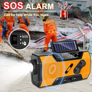 <span class=keywords><strong>Radio</strong></span> météo NOAA AM FM à manivelle solaire 2000mAh avec lampe de poche, alerte SOS et lampe de lecture, équipement de survie, cadeau familial - Product Image 2