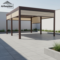 Pergola commerciale extérieure Airfun en aluminium avec toit à lames motorisées, imperméable, revêtement poudré, système de drainage intégré en MDF