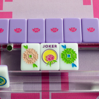Jeu de Mahjong Américain Gravé 160 Pièces Pastel Vif Technicolor, Face Avant Ivoire, Dos Lilas Brillant, Cadeau de Collection Fête des Mères