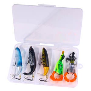 Ensemble de leurres de pêche en surface, popper rotatif, canard, appât artificiel dur, kit avec émerillons pour la pêche au black-bass, au brochet, en eau douce et en eau salée - Product Image 1