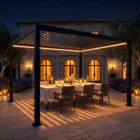 Pergola Modulaire d'Extérieur en Aluminium à Double Couche avec Lames Orientables, Plusieurs Finitions de Couleur, Structure d'Ombrage pour Fêtes