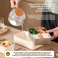 Boîte à lunch isotherme à double niveau en acier inoxydable 304, compatible micro-ondes, ensemble repas thermique pour employés de bureau, ustensiles de conservation de la chaleur
