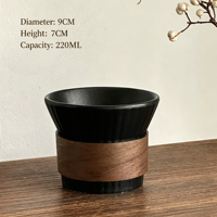 Tasse à café en grès avec manchon en bois, tasse à latte en céramique texturée côtelée, logo personnalisé, tasse en porcelaine anti-brûlure