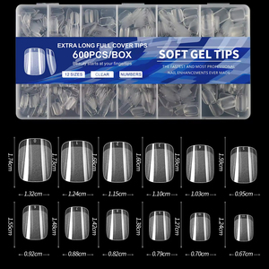 Puntas de Uñas de Gel Suave Transparentes Cuadradas, Estilo Francés, Media Cobertura, Uñas Postizas Artificiales para Manicura - Product Image 5
