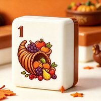 Jeu de Mahjong américain sur le thème de Thanksgiving, tuiles en acrylique, 160 pièces au total, emballage en boîte en carton pour 4 joueurs en famille