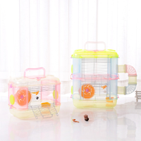 C & C 3 couches Château de cristal bleu Cage pour hamster d'intérieur à double pont Cages pour hamster transparentes de luxe accessoires pour hamster