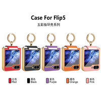Étui en cuir avec anneau métallique et protection de charnière pour Samsung Galaxy Z Flip 8 7 6 5 4 3, étui de protection antichoc