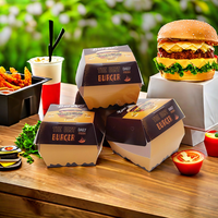 Prix d'usine personnalisé imprimé recyclé à emporter frites boîtes en papier Fast Food Burger Hamburger boîte d'emballage