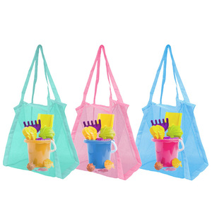 Sac <span class=keywords><strong>à</strong></span> main portable en nylon maillé pour le tri du linge de voyage, les <span class=keywords><strong>courses</strong></span> et le rangement d'accessoires de plage - Product Image 2
