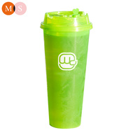 Nouveau produit thé à bulles jetable jus froid 700 ml Boba lait en plastique PP couleur dure tasse d'injection en plastique