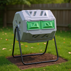 Compostador Giratorio de Doble Cámara de 43 Galones, Contenedor Rotatorio para Exteriores, Equipo para Fertilizante Orgánico - Product Image 2