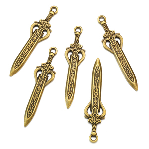 Alliage Vintage Warrior Giant Sword Charms Knight Sword Knife Gun Pendant for DIY Handmade Jewelry Material 58*14mm M109 - Product Image 3