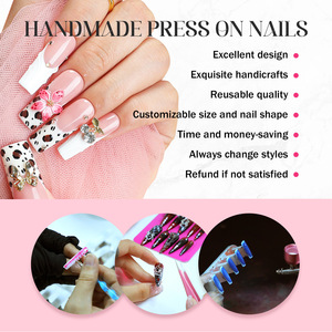 <span class=keywords><strong>Ongles</strong></span> artificiels en acrylique de luxe pré-dessinés, longs, carrés, à couverture complète, motif léopard rose, lèvres 3D sexy, à presser - Product Image 6