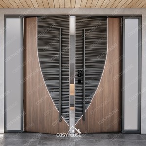 Double porte en métal de luxe moderne avec isolation thermique et serrure de sécurité intelligente pour l'entrée extérieure du hall de l'appartement de la villa - Product Image 3