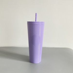 24Oz <b>Double</b> <b>Wall</b> Plastic Studded With Straw Corn Rivet Diamond Coffee <b>Mug</b> Pineapple Tumbler Durian Cup - Product Image 2