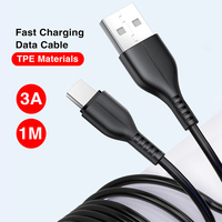 Câble de données USB 3.0 3A à charge rapide de 1 m en TPE, USB-A vers Type-C, pour téléphones mobiles, tablettes et ordinateurs