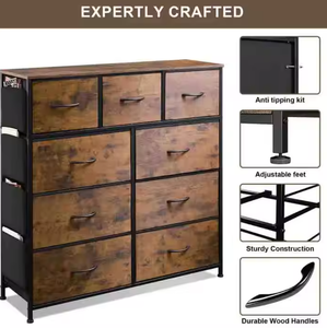 Habillage personnalisé d'usine avec 9 tiroirs en tissu Dernière qualité supérieure Stockage Grande vanité Table de maquillage pas cher en bois - Product Image 4